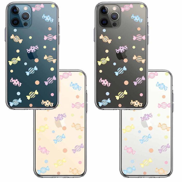 iPhone12Pro ケース クリア キャンディ スマホケース 側面ソフト 背面ハード ハイブリッド-1