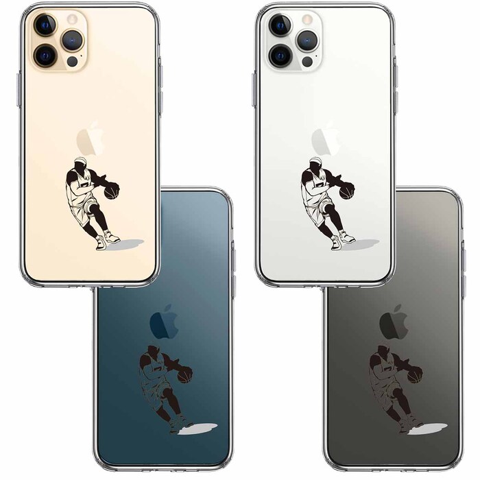 iPhone12Pro ケース クリア バスケットボール ドリブル 2 スマホケース 側面ソフト 背面ハード ハイブリッド-1