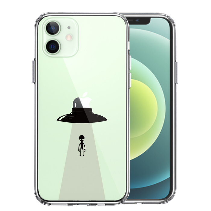 iPhone12 ケース クリア UFO 帰艦 スマホケース 側面ソフト 背面ハード ハイブリッド-0