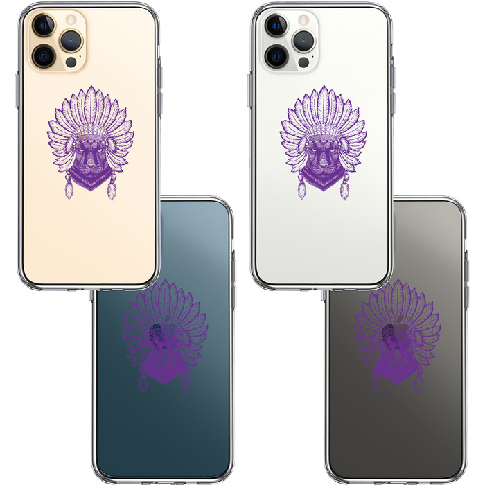 iPhone12Pro ケース クリア ネイティブアメリカン ヒョウ 豹 スマホケース 側面ソフト 背面ハード ハイブリッド-1