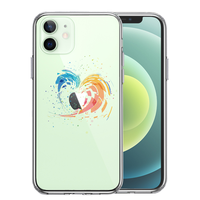 iPhone12 ケース クリア 幾何学 ハート スマホケース 側面ソフト 背面ハード ハイブリッド-0