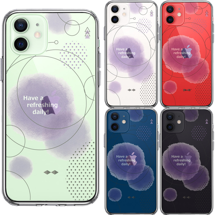 iPhone12mini case clear . what . purple smartphone case side soft the back side hard hybrid -1