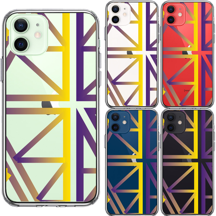 iPhone12 ケース クリア 幾何学 スマホケース 側面ソフト 背面ハード ハイブリッド-1