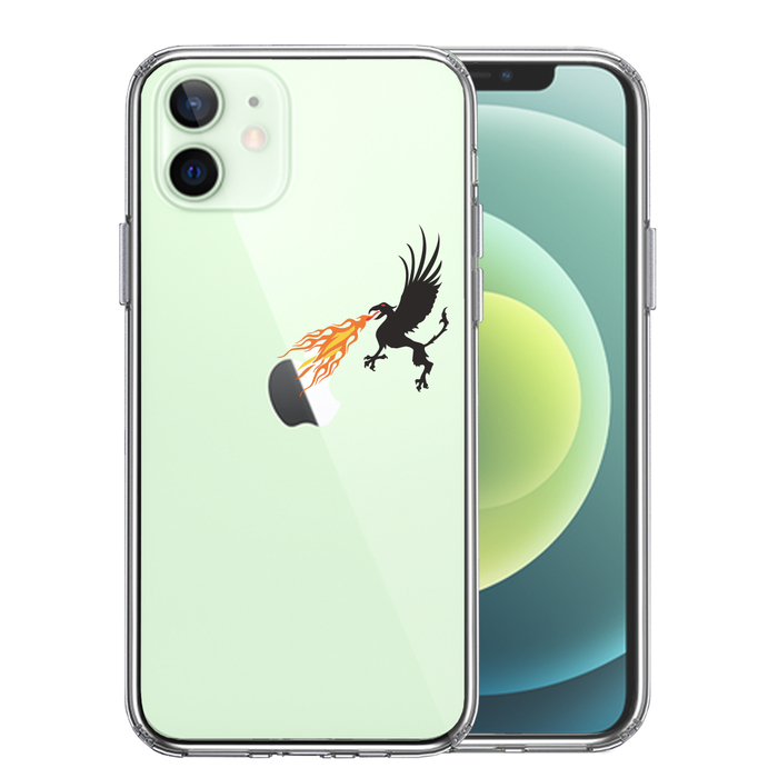 iPhone12mini ケース クリア 幻獣 ドラゴン 焼きりんご スマホケース 側面ソフト 背面ハード ハイブリッド-0