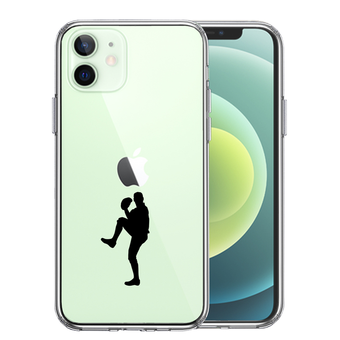 iPhone12mini ケース クリア 野球 ピッチャー スマホケース 側面ソフト 背面ハード ハイブリッド-0