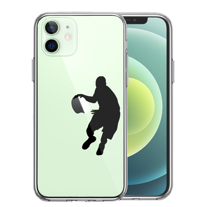 iPhone12mini ケース クリア バスケットボール ドリブル スマホケース 側面ソフト 背面ハード ハイブリッド-0
