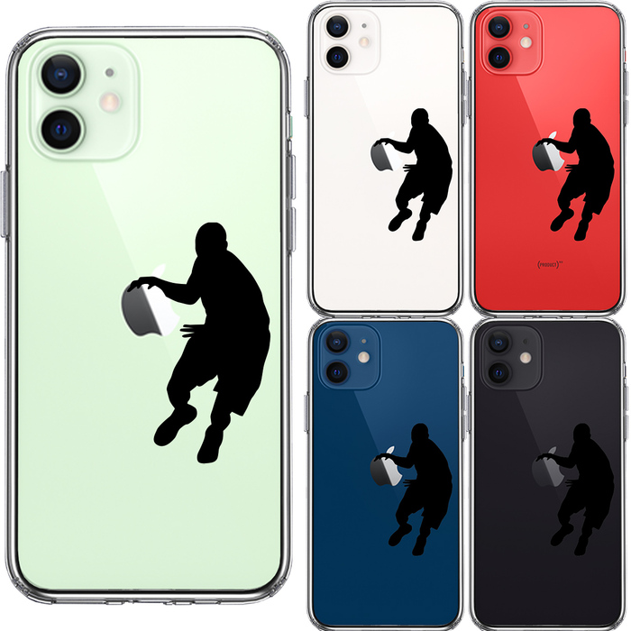 iPhone12mini ケース クリア バスケットボール ドリブル スマホケース 側面ソフト 背面ハード ハイブリッド-1