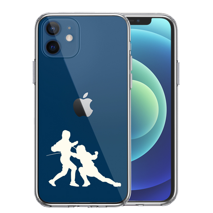 iPhone12 ケース クリア フェンシング ホワイト スマホケース 側面ソフト 背面ハード ハイブリッド-0