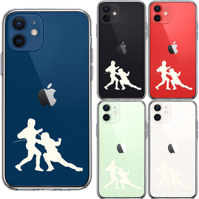 iPhone12 ケース クリア フェンシング ホワイト スマホケース 側面ソフト 背面ハード ハイブリッド-1