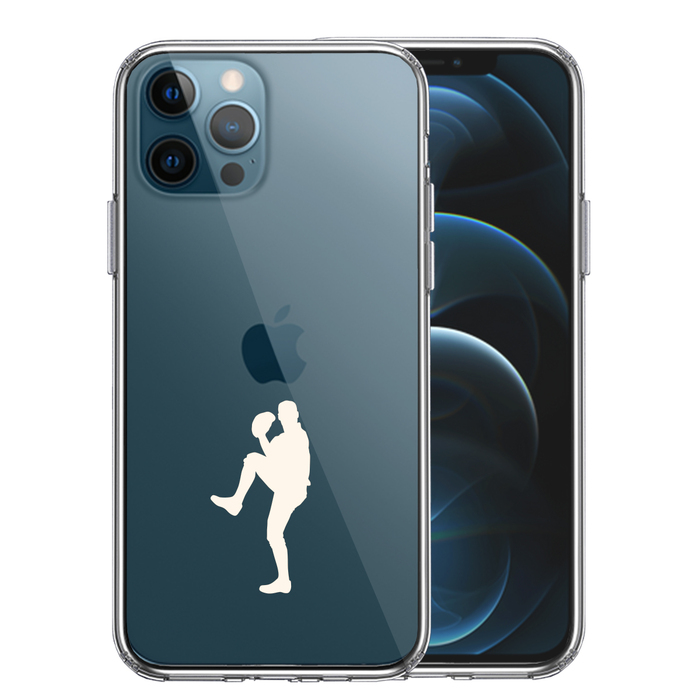 iPhone12Pro ケース クリア 野球 ピッチャー ホワイト スマホケース 側面ソフト 背面ハード ハイブリッド-0