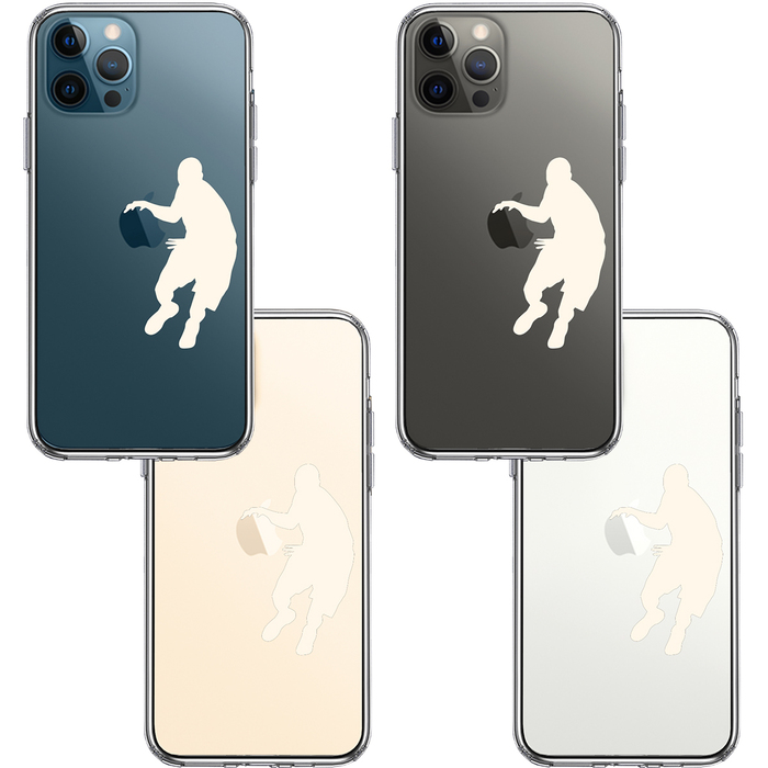 iPhone12Pro ケース クリア バスケット ドリブル ホワイト スマホケース 側面ソフト 背面ハード ハイブリッド-1