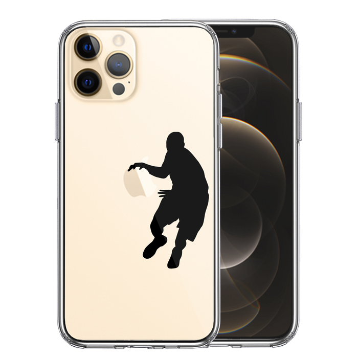 iPhone12Pro ケース クリア バスケットボール ドリブル スマホケース 側面ソフト 背面ハード ハイブリッド-0