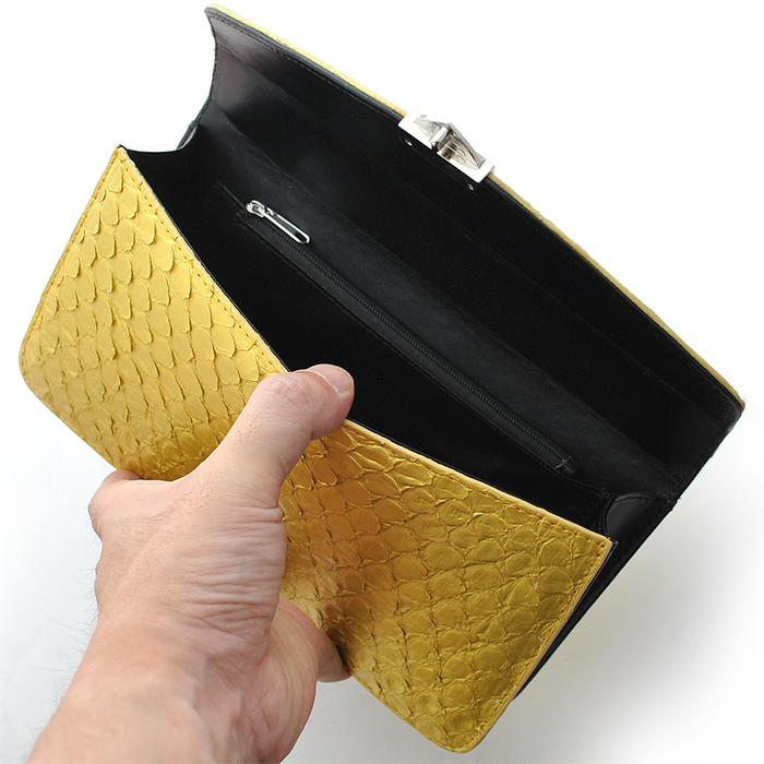 パイソンレザー（錦蛇皮）セカンドバッグ No.2605 メンズポーチ 3色展開-2