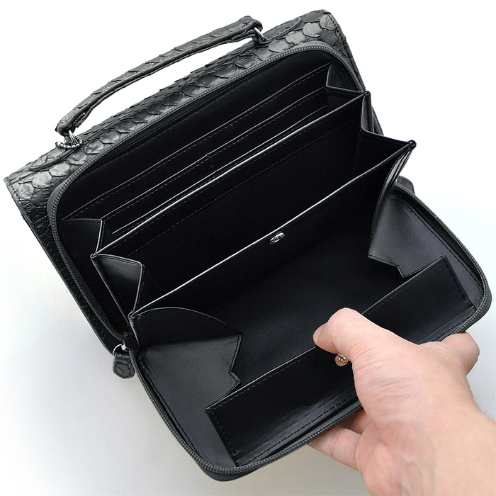 パイソンレザー（錦蛇皮）セカンドバッグ No.2605 メンズポーチ 3色展開-3