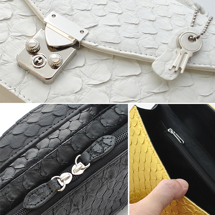 パイソンレザー（錦蛇皮）セカンドバッグ No.2605 メンズポーチ 3色展開-4