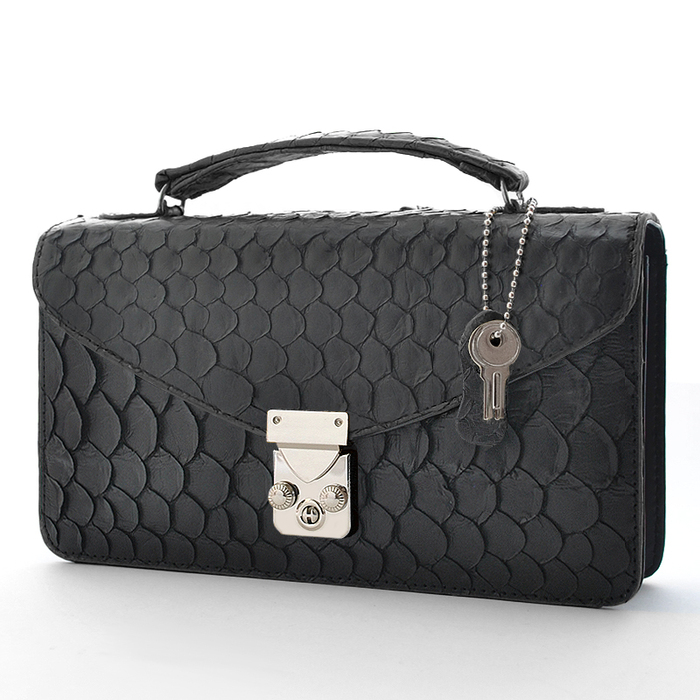 パイソンレザー（錦蛇皮）セカンドバッグ No.2605 メンズポーチ 3色展開-6