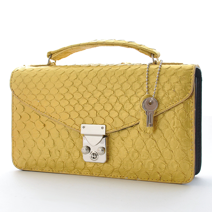 パイソンレザー（錦蛇皮）セカンドバッグ No.2605 メンズポーチ 3色展開-7