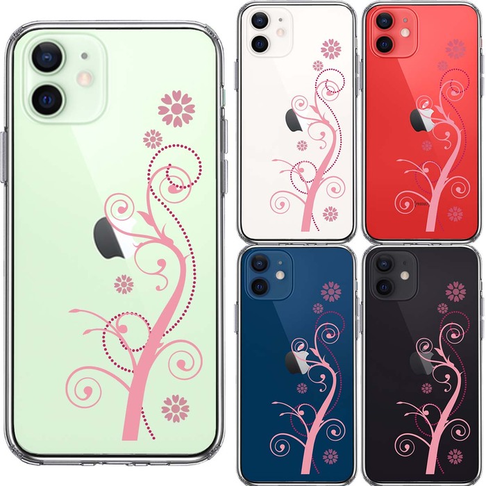 iPhone12mini case clear floral .. pattern pink smartphone case side soft the back side hard hybrid -1