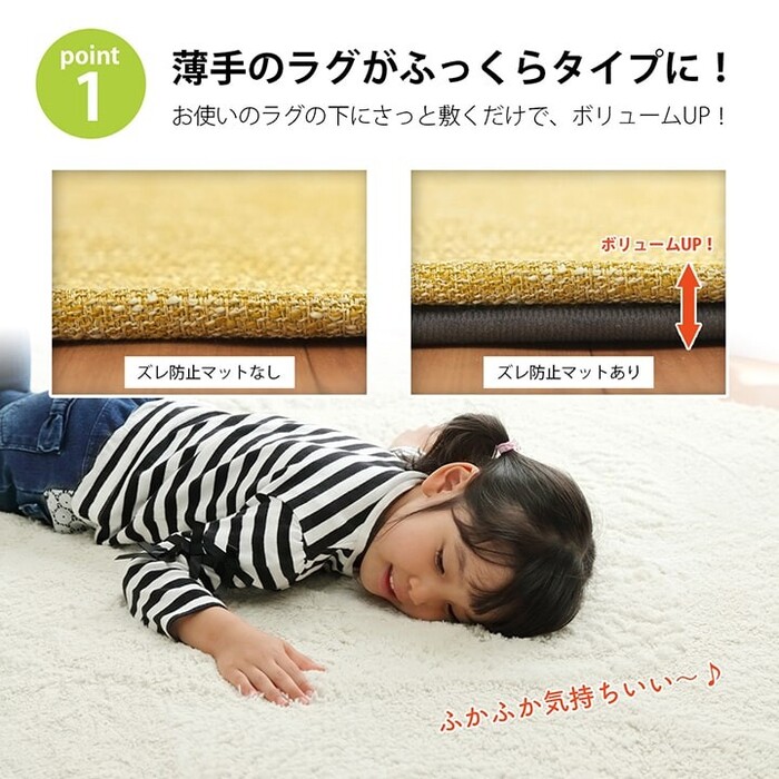 下敷き ウレタン10mm 約180×180cm　滑り止め 滑りにくい ボリューム クッション性 ホットカーペット対応 ナイス-4