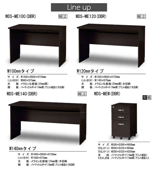 ワークデスク 幅140cm WDS ME140 DBR :KN5969242-1774:まるっと