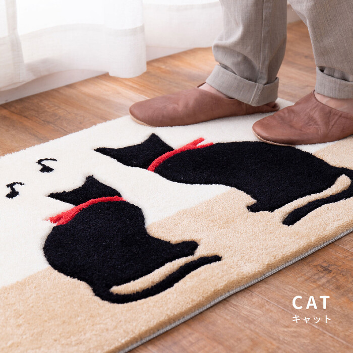  door mat indoor ... slipping difficult processing attaching cat beige approximately 45X75cm-0