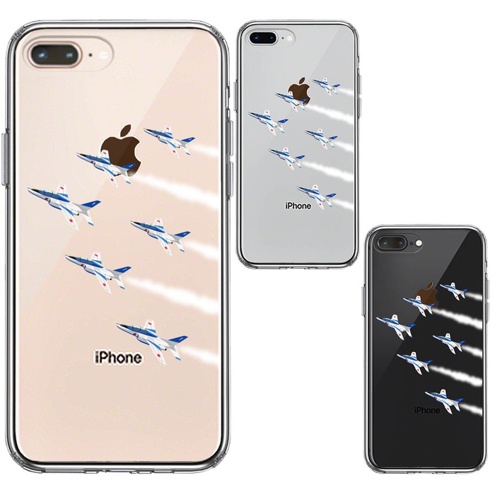 iPhone8 iPhone7 ケース クリア ブルーインパルス 6機編隊 スマホケース 側面ソフト 背面ハード ハイブリッド-1