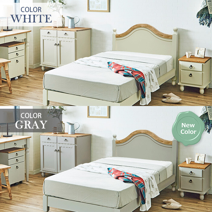 ナイトテーブル ホワイト カントリー調 ラベンダー-6