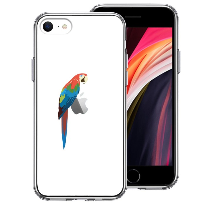 iPhoneSE ケース 第3世代 第2世代 クリア クリアケース アカコンゴウ インコ スマホケース 側面ソフト 背面ハード ハイブリッド-0