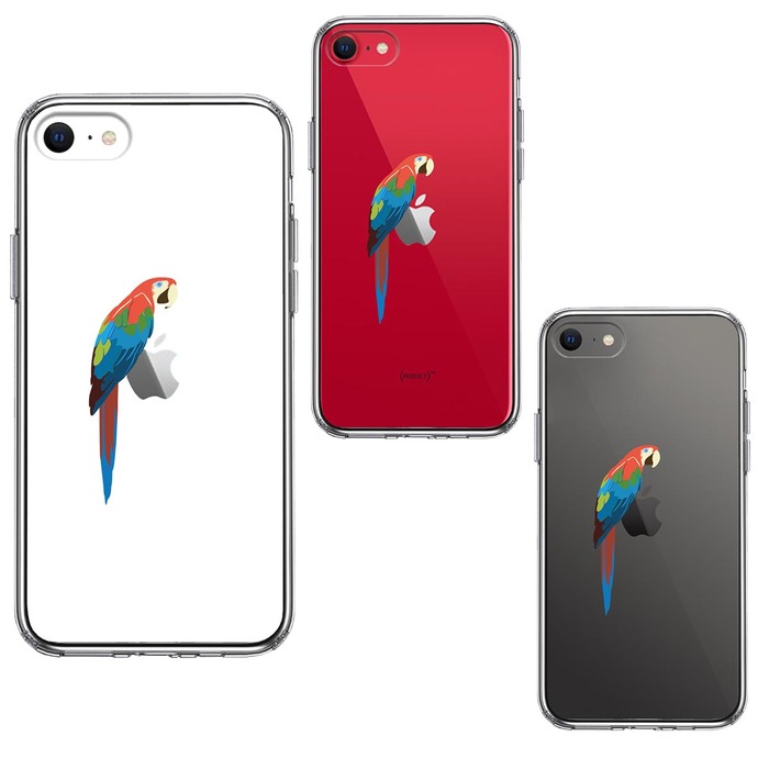 iPhoneSE ケース 第3世代 第2世代 クリア クリアケース アカコンゴウ インコ スマホケース 側面ソフト 背面ハード ハイブリッド-1