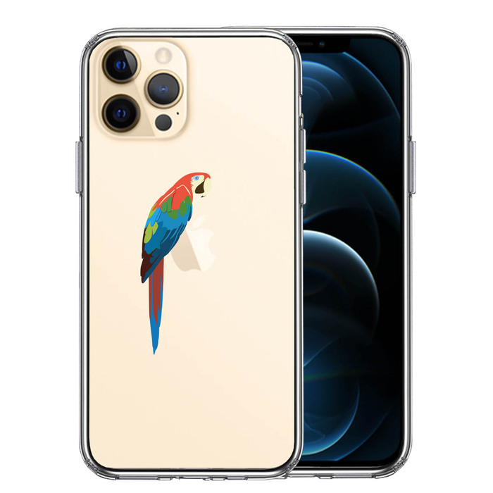 iPhone12Pro ケース クリア ケースアカコンゴウ インコ スマホケース 側面ソフト 背面ハード ハイブリッド-0