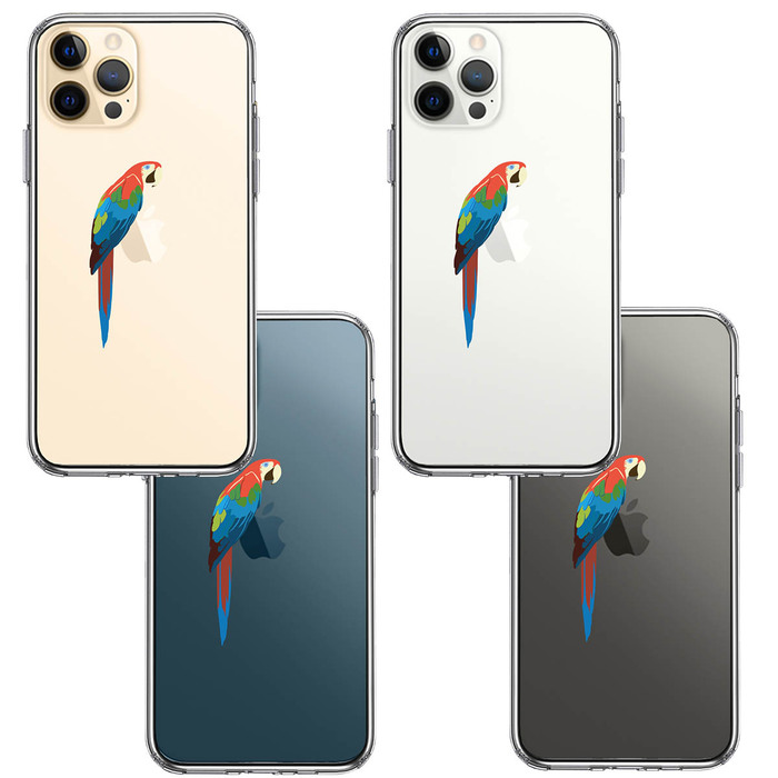 iPhone12Pro ケース クリア ケースアカコンゴウ インコ スマホケース 側面ソフト 背面ハード ハイブリッド-1