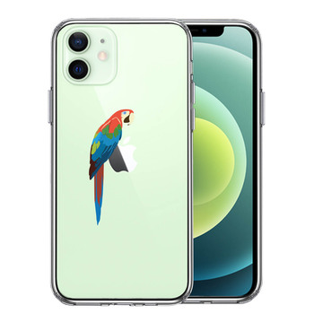 iPhone12 ケース クリア ケースアカコンゴウ インコ スマホケース 側面ソフト 背面ハード ハイブリッド-0
