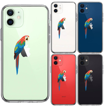 iPhone12 ケース クリア ケースアカコンゴウ インコ スマホケース 側面ソフト 背面ハード ハイブリッド-1