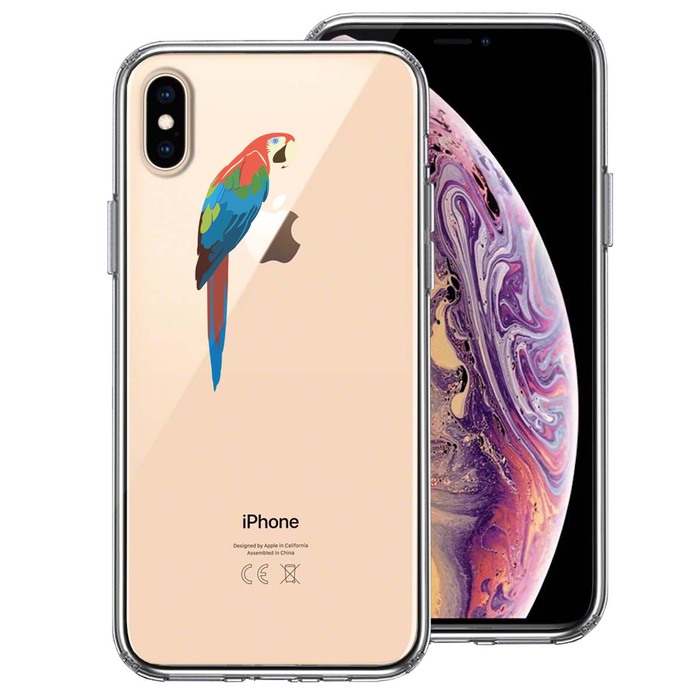 iPhoneX case iPhoneXS case clear case red navy blue go parakeet smartphone case hybrid -0