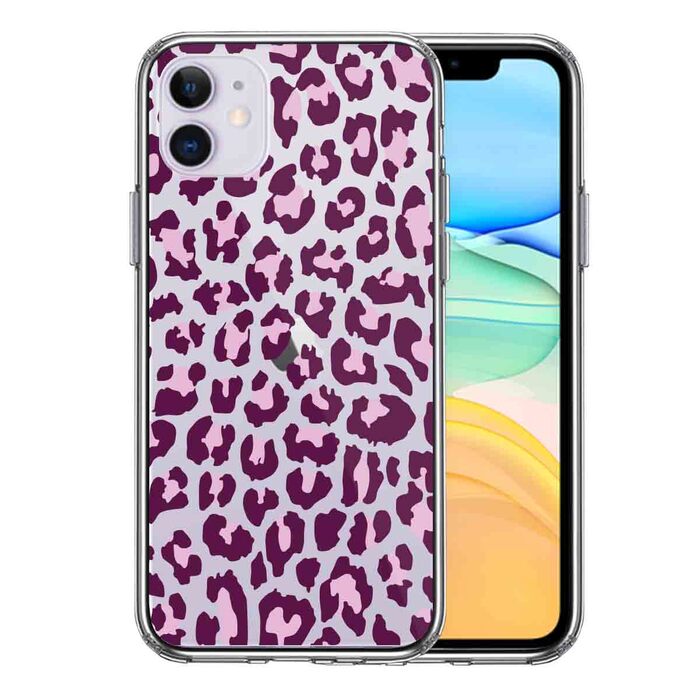 iPhone11 case crear cover leopard print . Leopard pattern pink smartphone case side soft the back side hard hybrid -0