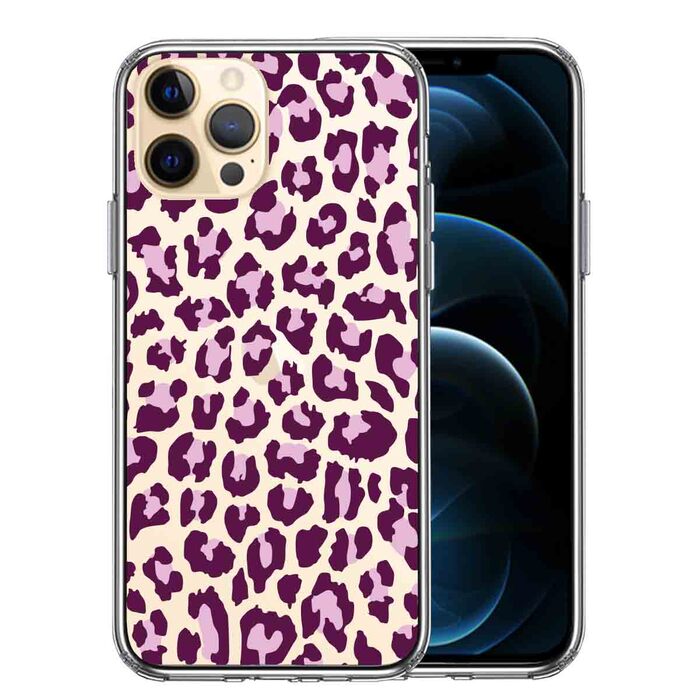 iPhone12Pro ケース クリア ヒョウ柄 豹 レオパード柄 ピンク スマホケース 側面ソフト 背面ハード ハイブリッド-0
