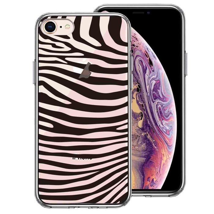 iPhone8 ケース クリア ゼブラ柄 シマウマ 縞馬 スマホケース 側面ソフト 背面ハード ハイブリッド-0