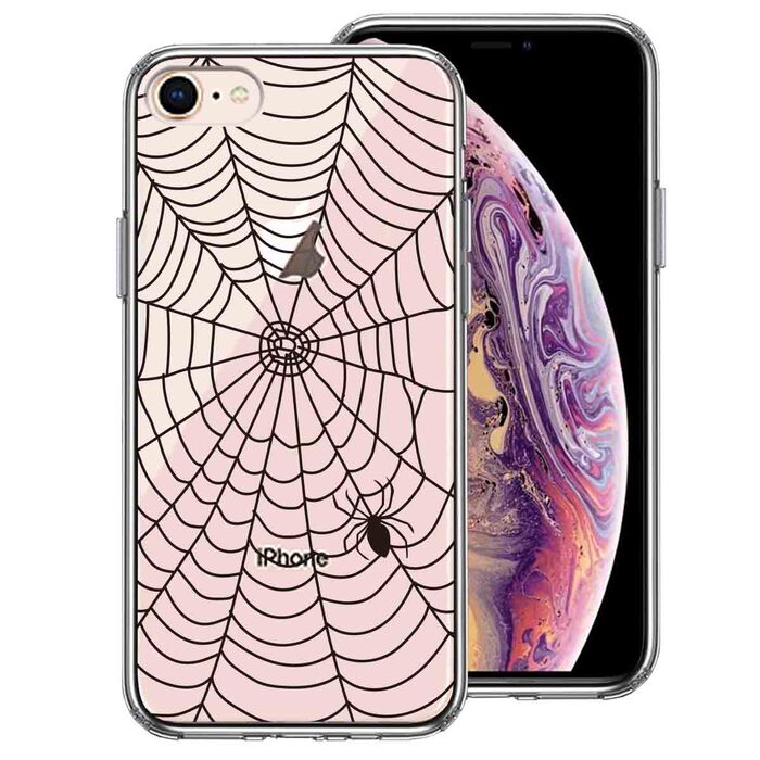 iPhone8 ケース クリア スパイダー 蜘蛛 クモ スマホケース 側面ソフト 背面ハード ハイブリッド-0