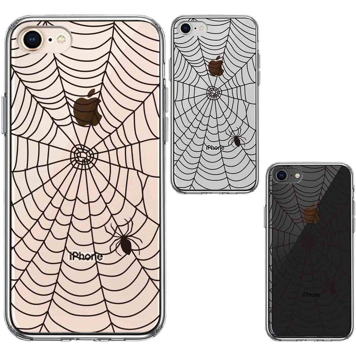 iPhone8 ケース クリア スパイダー 蜘蛛 クモ スマホケース 側面ソフト 背面ハード ハイブリッド-1
