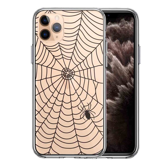 iPhone11pro ケース クリア カバー スパイダー 蜘蛛 クモ スマホケース 側面ソフト 背面ハード ハイブリッド-0