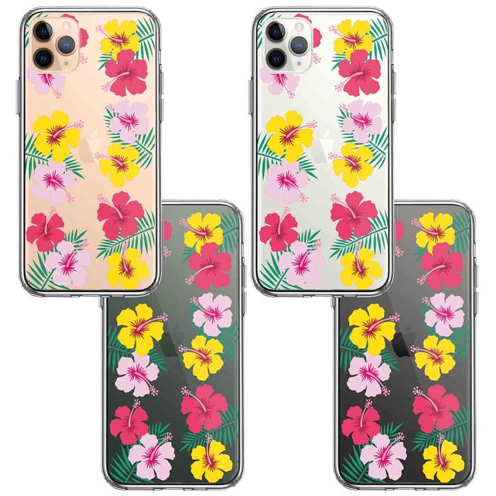iPhone11pro ケース クリア カバー ハワイ 花 フラワー 花柄 スマホケース 側面ソフト 背面ハード ハイブリッド-1