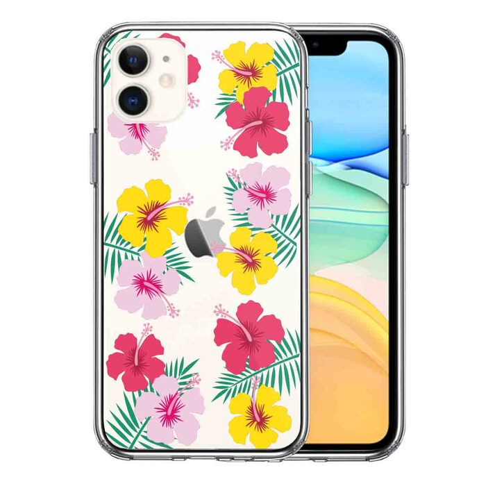 iPhone11 case crear cover Hawaii flower flower floral floral print smartphone case side soft the back side hard hybrid -0