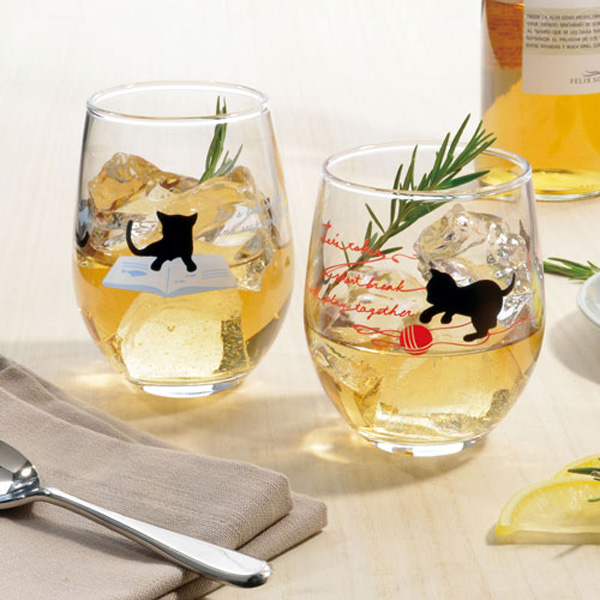わたしとねこ フリーグラス ねこ 赤 ２９５ｍｌ 5個セット-2