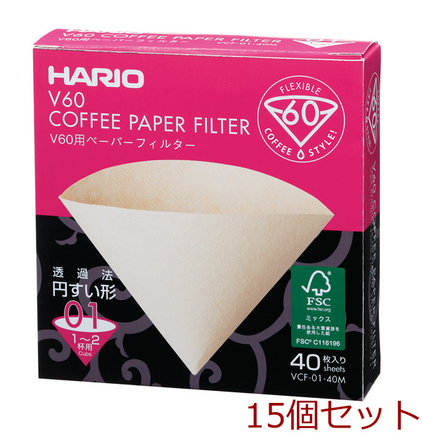 V60 for paper filter 01M 1~2 cup for 40 sheets insertion 15 piece set -0