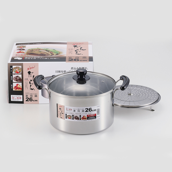 NEW.... made of stainless steel glass cover attaching combined use saucepan 26cm-0