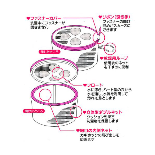 ブラジャー専用ネットハートＬ 3個セット-4
