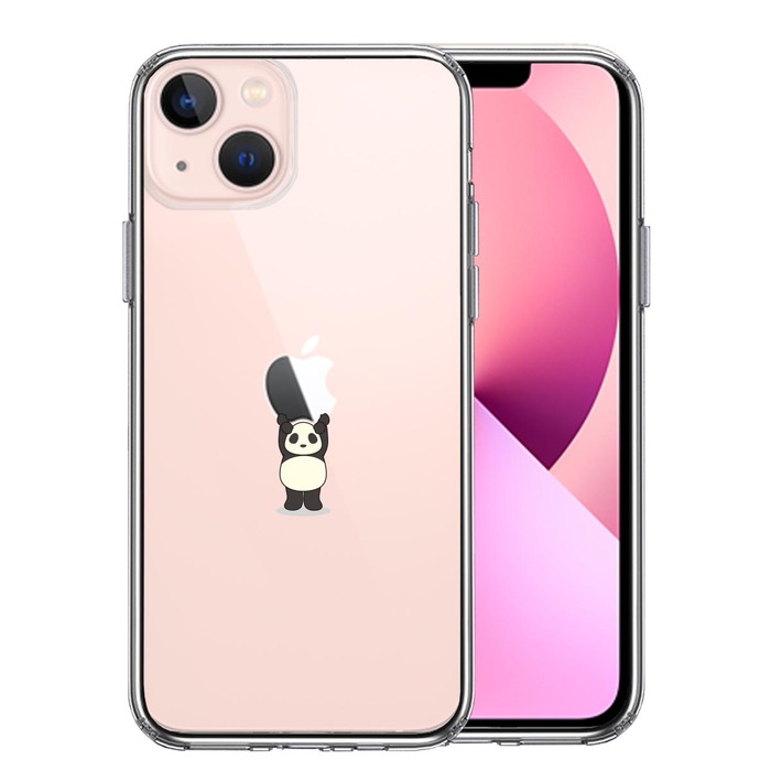 iPhone13 ケース クリアパンダ 重量挙げ 並感 スマホケース 側面ソフト 背面ハード ハイブリッド-0