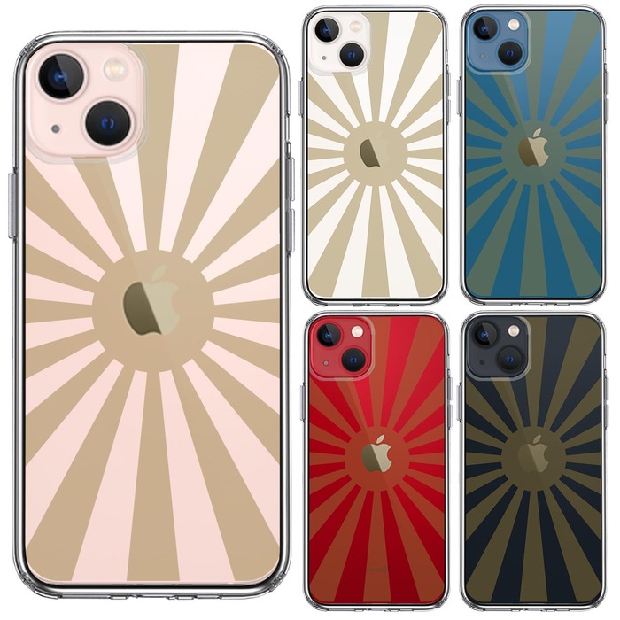 iPhone13 ケース クリア旭日旗 太陽 日本 スマホケース 側面ソフト 背面ハード ハイブリッド-1