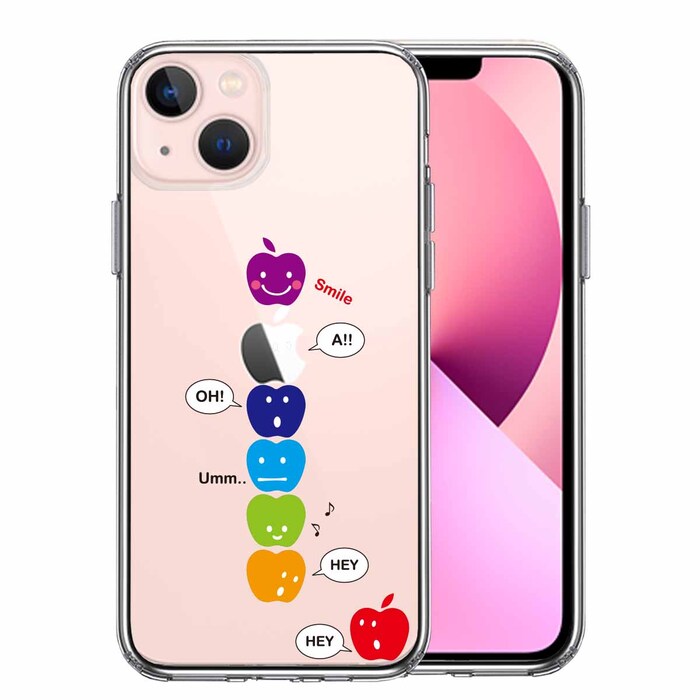 iPhone13 ケース クリアAPPLE FACE スマホケース 側面ソフト 背面ハード ハイブリッド-0