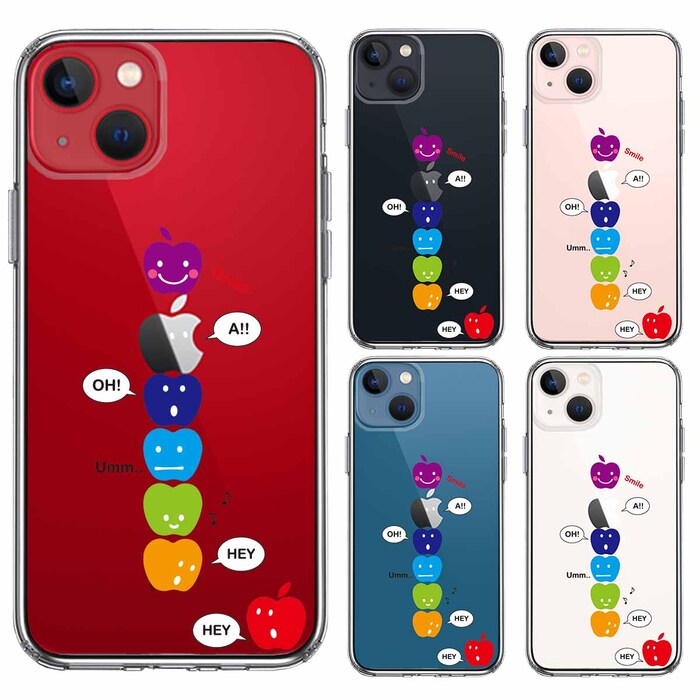 iPhone13 ケース クリアAPPLE FACE スマホケース 側面ソフト 背面ハード ハイブリッド-1